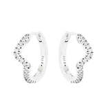 Sterling Silver Sparkling Wave Hoop Earrings with Crystals