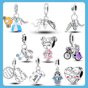 925 Silver Running Girl Charm Beads for Jewelry Making
