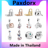 S925 Sterling Silver Heart Lock Pendant for DIY Pando Jewelry