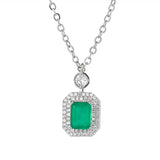 Emerald Diamond Pendant Necklace Clavicle Chain Women's Classic Jewelry