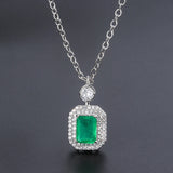 Emerald Pendant Necklace French Jewelry Silver Chain Bridesmaid Gift
