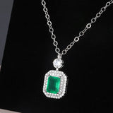 Emerald Pendant Necklace French Jewelry Silver Chain Bridesmaid Gift