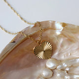 Stainless Steel 18k Plated Geometric Texture Pendant Necklace