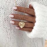 Stainless Steel 18k Plated Geometric Texture Pendant Necklace