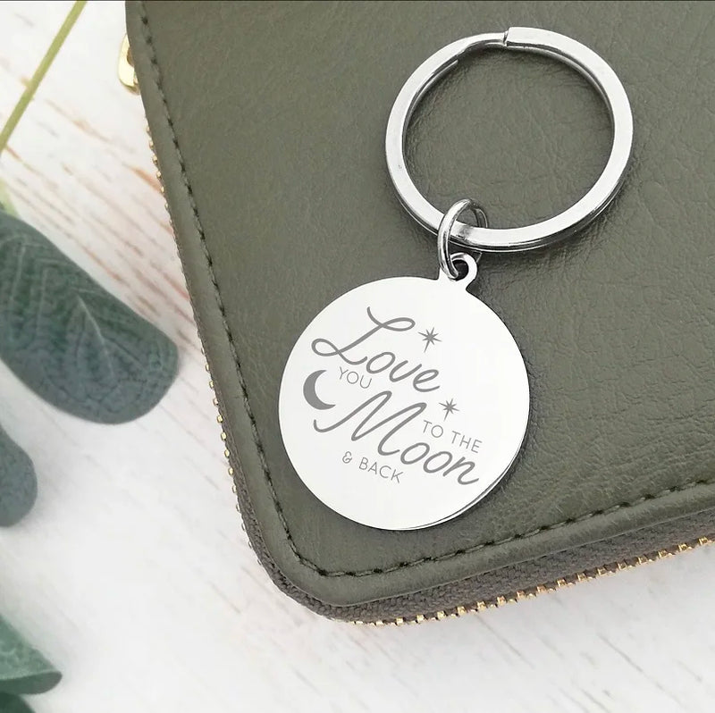 Moon and Back Stainless Steel Keychain