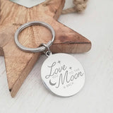 Moon and Back Stainless Steel Keychain