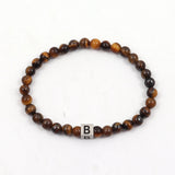 Men's Initial Bracelet Stainless Steel Stone Beaded A-Z Cube