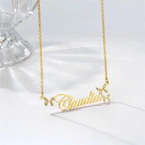 Butterfly Zircon Pendant Name Necklace