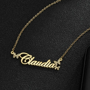 Butterfly Zircon Pendant Name Necklace
