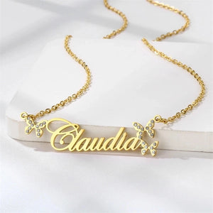Butterfly Zircon Pendant Name Necklace