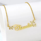 Butterfly Zircon Pendant Name Necklace