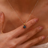 Square Circle CZ Pendant Necklace 18K Plated Women Wedding Jewelry