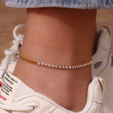 Stainless Steel PVD Plating Rhinestone Anklets