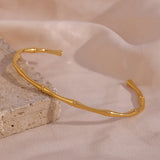 Waterproof Thin Bamboo Cuff Bangles Bracelets For Woman Silver