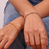 Waterproof Thin Bamboo Cuff Bangles Bracelets For Woman Silver