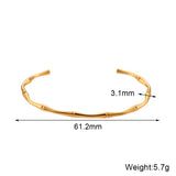 Waterproof Thin Bamboo Cuff Bangles Bracelets For Woman Silver
