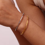Waterproof Thin Bamboo Cuff Bangles Bracelets For Woman Silver