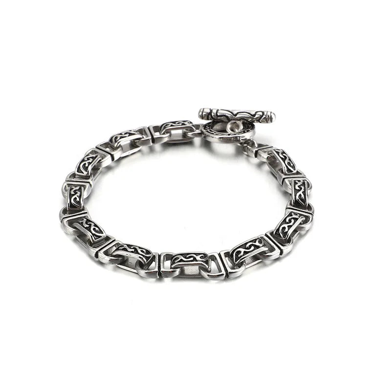 Men's Stainless Steel Personalized Pattern Bracelet Punk Chain Jewelry
