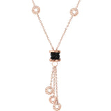 Ceramic Tassel Necklace Pendant Stainless Steel Clavicle Chain Rose Jewelry