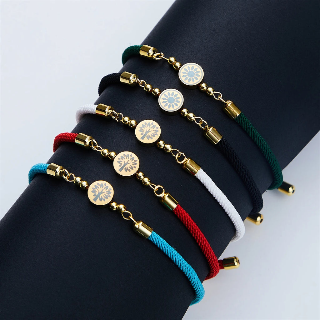 Sunflower Bracelet Colorful Rope Charm for Women