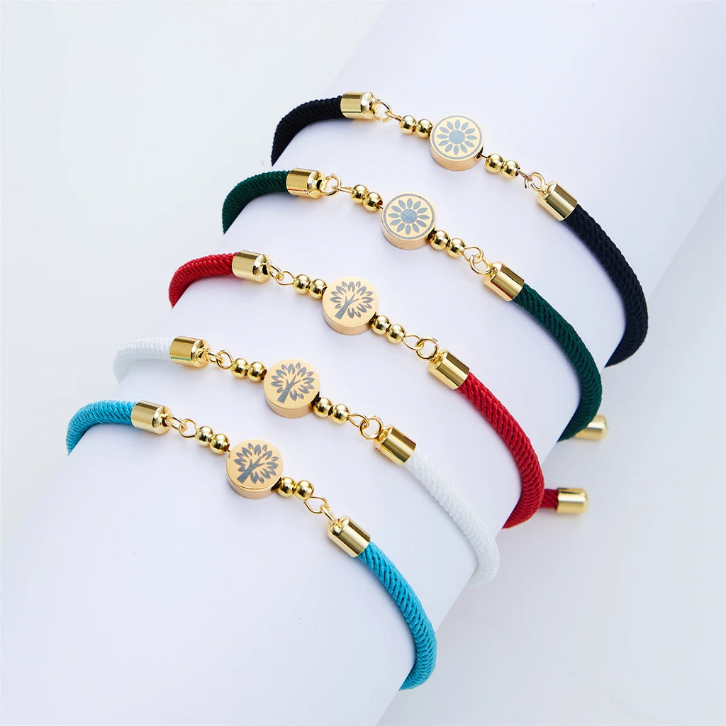 Sunflower Bracelet Colorful Rope Charm for Women