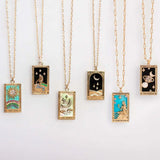 Colorful Tarot Necklace Star Moon Rose Sun Pendant Necklaces