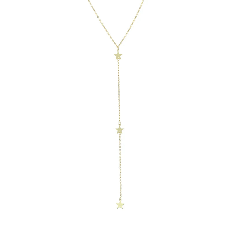 Sterling Silver Star Charm Necklace Long Pendant Choker