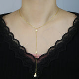 Sterling Silver Star Charm Necklace Long Pendant Choker