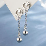 Star Moon Earrings with Dropping Beads 925 Silver Jewelry