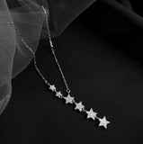 Star Necklace Tassel Pendant 925 Silver Women Fine Jewelry