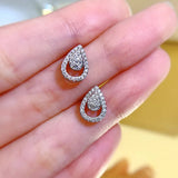 Sterling Silver 925 Geometric Water Drop Ear Studs
