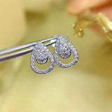 Sterling Silver 925 Geometric Water Drop Earrings Hollow out Earrings