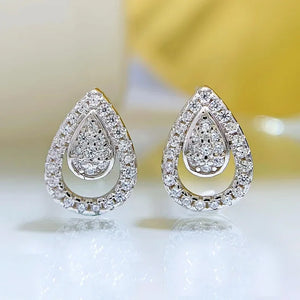 Sterling Silver 925 Geometric Water Drop Earrings Hollow out Earrings