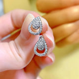 Sterling Silver 925 Geometric Water Drop Earrings Hollow out Earrings