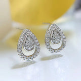 Sterling Silver 925 Geometric Water Drop Earrings Hollow out Earrings
