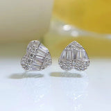 Heart Shape Earrings Sterling Silver 925 Square Versatile Ladder Earrings