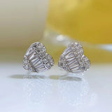 Sterling Silver 925 Heart Earrings Square Versatile Ladder Earrings