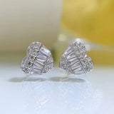 Sterling Silver 925 Heart Earrings Square Versatile Ladder Earrings