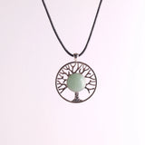 Natural Rose Quartz Stone Tree of Life Pendant Necklace