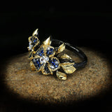 925 Silver Flower Ring with Colorful Zircon Jewelry
