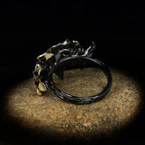 925 Silver Flower Ring with Colorful Zircon Jewelry