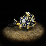 925 Silver Flower Ring with Colorful Zircon Jewelry