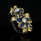 925 Silver Flower Ring with Colorful Zircon Jewelry