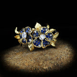 925 Silver Flower Ring with Colorful Zircon Jewelry