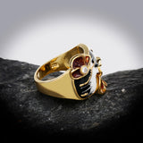 925 Silver Enamel Flower Zircon Women's Ring