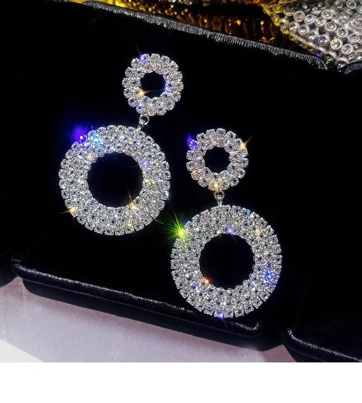 925 Silver Crystal Austrian Rhinestone Earrings Jewelry