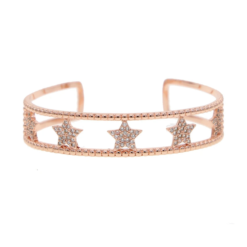 Crystal Star CZ Zircon Bracelet Open Bangle