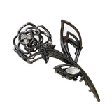 Vintage Metal Rose Rhinestones Hair Claw Flower Shape Clip