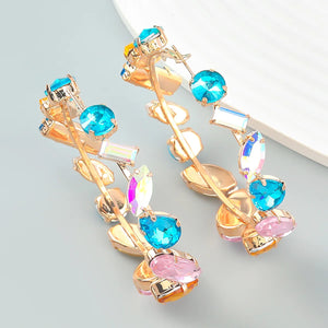 Geometric Glass Earrings Flash Claw Chain Series Alloy Women's Earrings