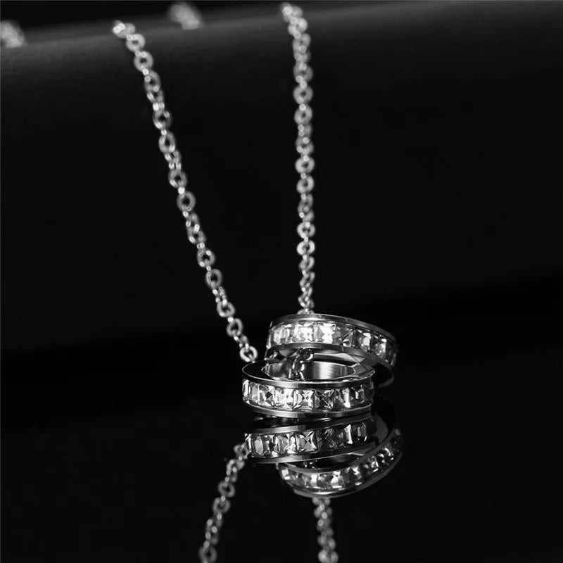 Titanium Steel Necklace Female Crystal Austrian Fine Jewelry Women Party